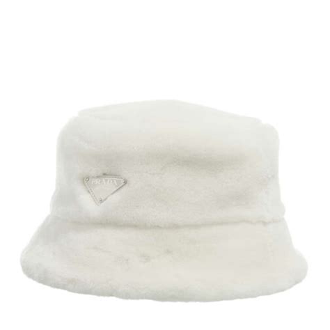 prada baseball cap white|Prada shearling bucket hat.